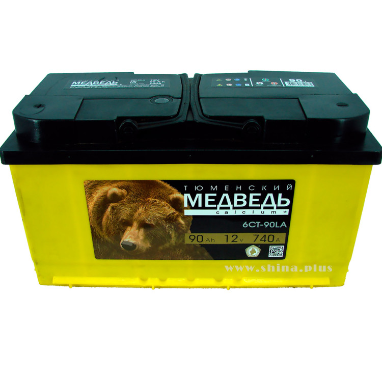 АКБ 90Ah Тюм. медведь черный (+п.п.) 740А(EN) 12V