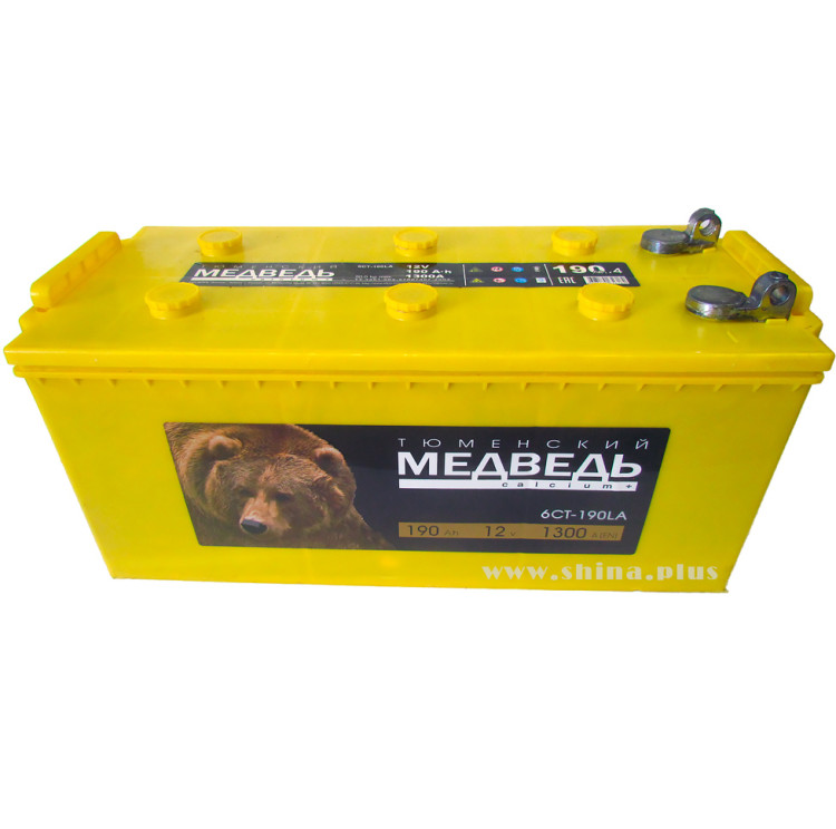 АКБ190Ah Тюменский медведь (желт.) (+п.п)  1300А конус