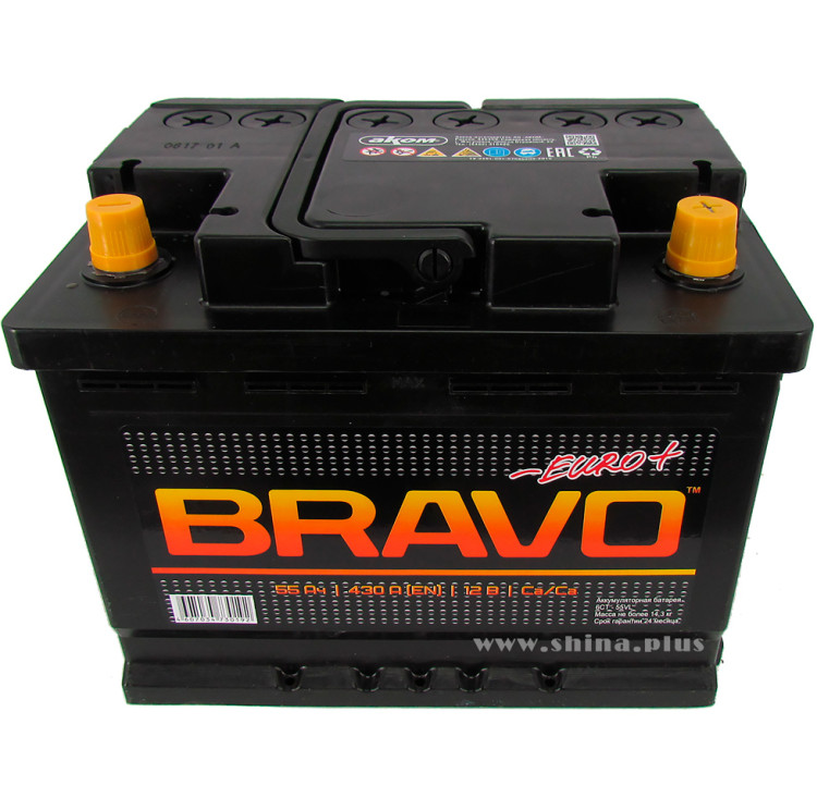 АКБ 55Ah Аком Bravo (о.п+) 430А(EN) 12V