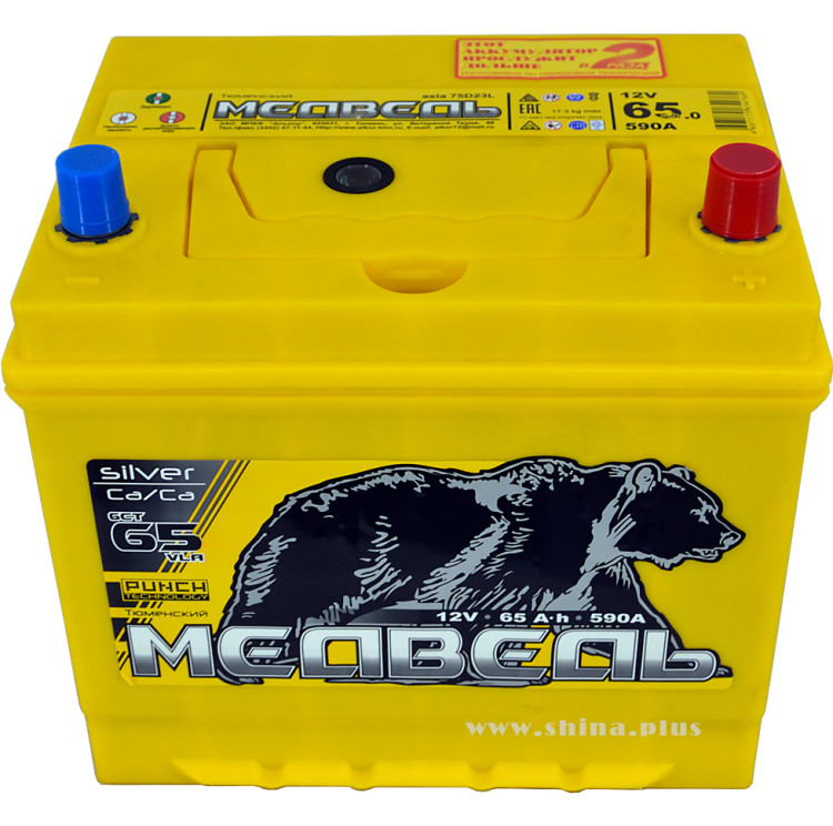 АКБ 65Ah Тюм. медведь (о.п+) Азия 590А(EN) 12V