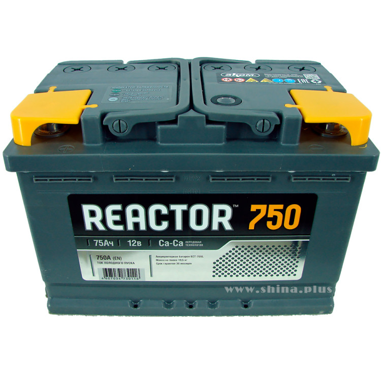 АКБ 75Ah Аком Reactor (+п.п) 750А(EN) 12V