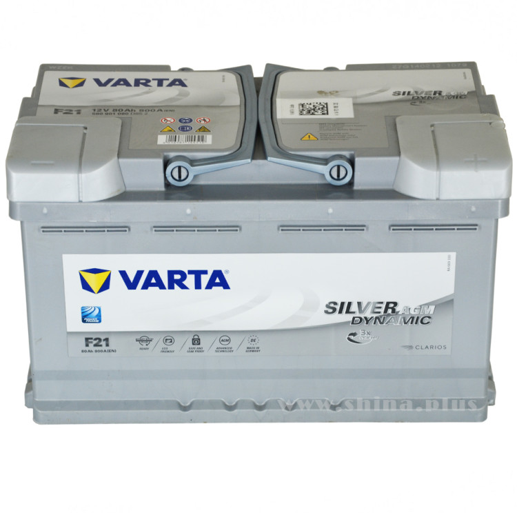 АКБ 80Ah Varta 580e 901 080 Start-Stop plus AGM F21 (о.п+)  800А(EN) 12V