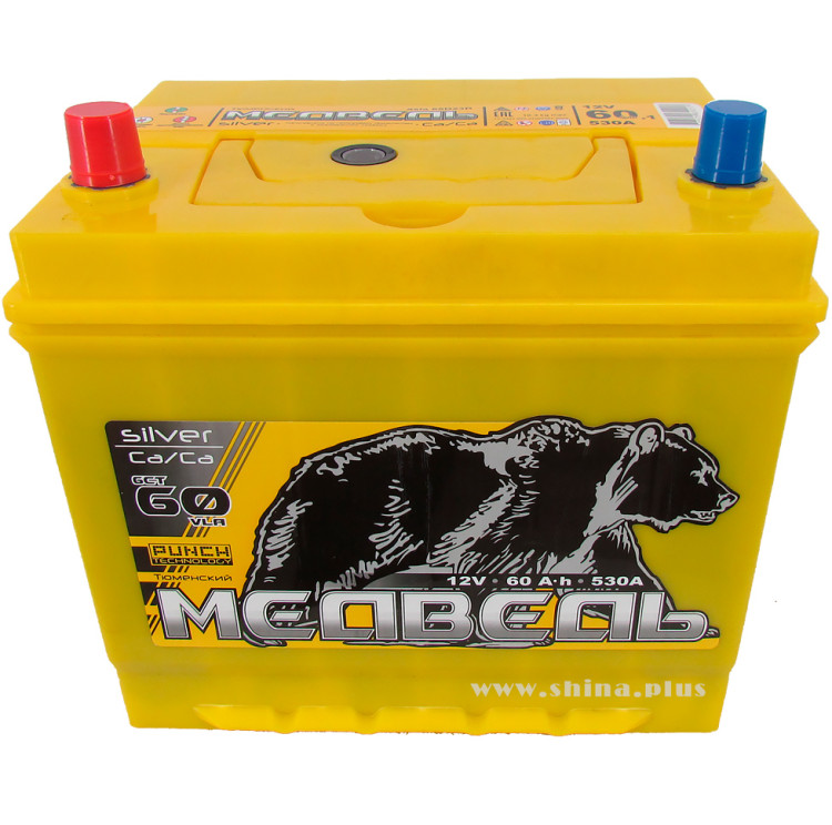 АКБ 60Ah Тюм. медведь жёлтый (65D23R) (+п.п.) 530А(EN) 12V Азия