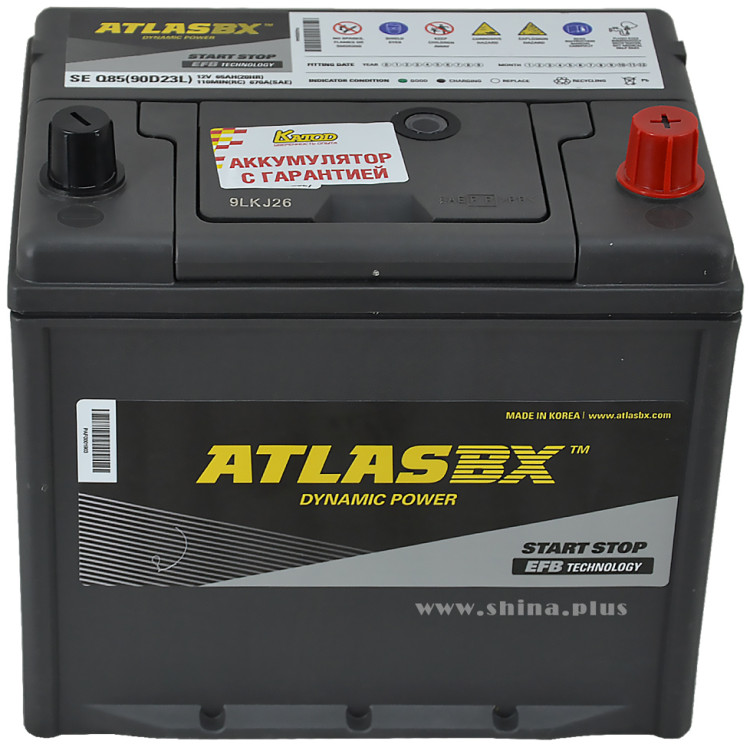 АКБ 65Ah Atlas EFB AX SE Q85 (90D23L)  (о.п+) 670А (SAE) 12V Азия нижнее крепление