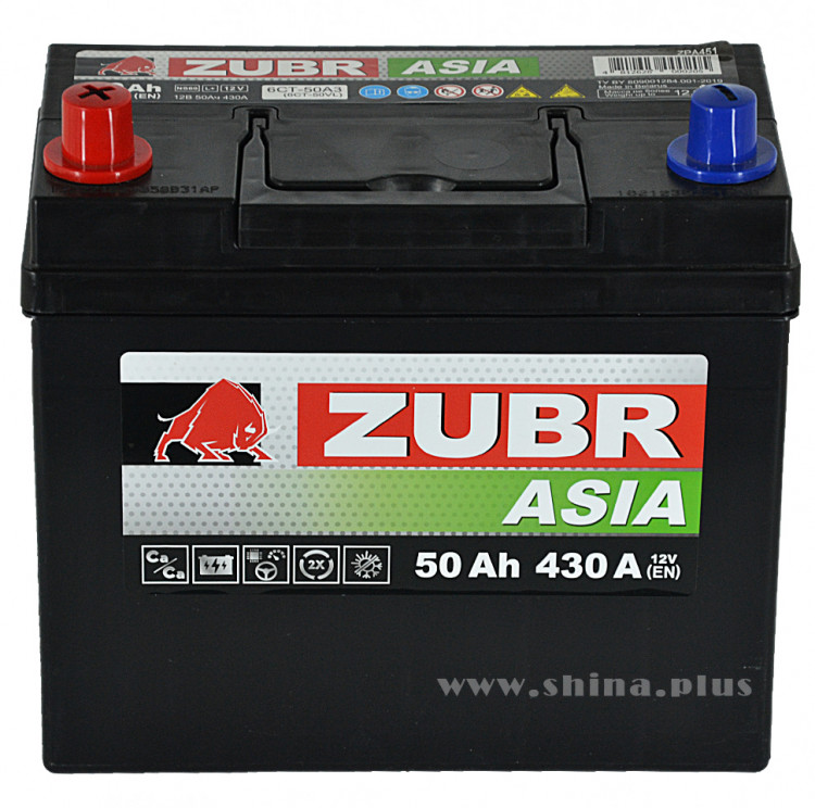 АКБ 50Ah ZUBR Premium Asia (+п.п) 430А(EN) 12V
