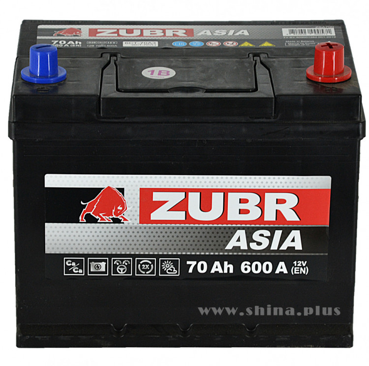 АКБ 70Ah ZUBR Ultra Asia (о.п+) 600А(EN) 12V нижнее крепление