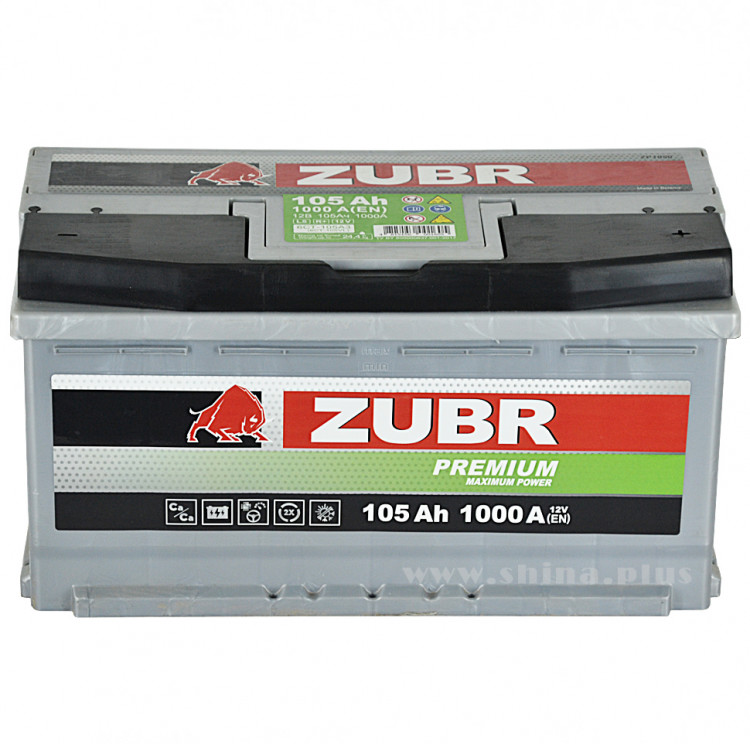АКБ105Ah ZUBR Premium (о.п+) 6CT ZP1050 1000А(EN) 12V