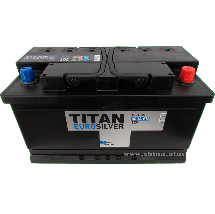 АКБ 85Ah Titan Eurosilver (о.п.+) 800A (EN) (низкий / пробки)
