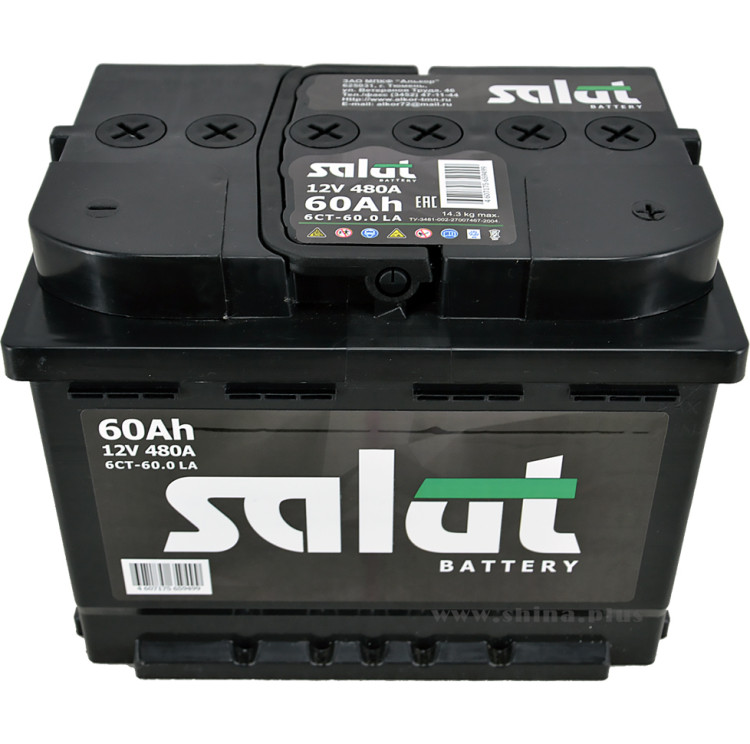 АКБ 60Ah Salut (о.п+) 480А(EN) 12V