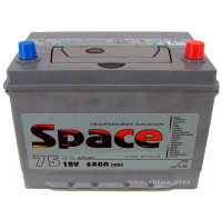 АКБ 75Ah Space Ca/Ca (90D23L)  (о.п.+) 680A (EN) 12V Азия (длина 22см)