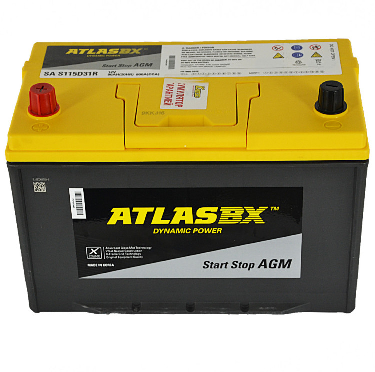 АКБ 90Ah Atlas AX AGM SA (S115D31R) (+п.п) 800А(ССА)12V Азия