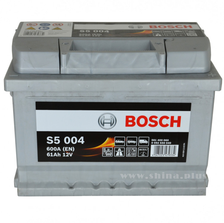 АКБ 61Ah BOSCH S5 004 (561 400 060) низкий (о.п.+) 600A (EN) 12V