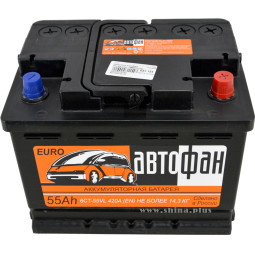 АКБ 55Ah Аком Автофан (о.п+) 420А(EN) 12V