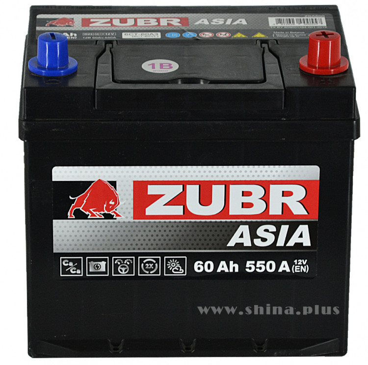 АКБ 60Ah ZUBR Ultra Asia (о.п+) 550А(EN) 12V нижнее крепление