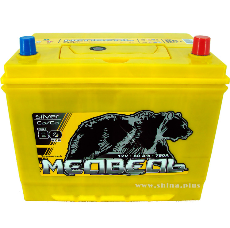 АКБ 80Ah Тюм. медведь желтый (105D26L) (+о.п) 750(EN) 12V Азия