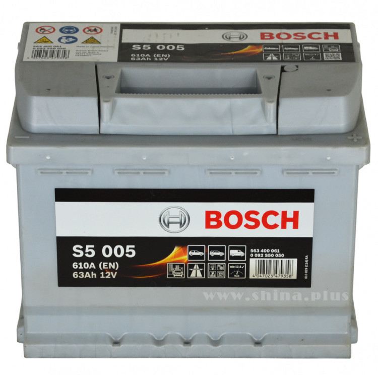 АКБ 63Ah BOSCH S5 Silver Plus (563 400 061) (о.п+) 610A 12V