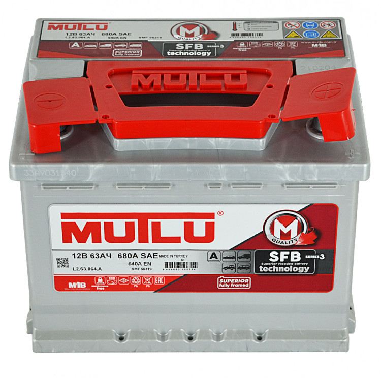 АКБ 63Ah Mutlu (LB2.63.064.A) (о.п.+) 640А(EN) 12V низкий