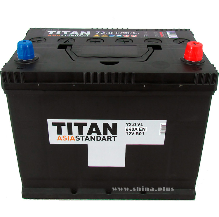 АКБ 72Ah Titan Asia Standart (о.п+) 640A (EN) 12V №№