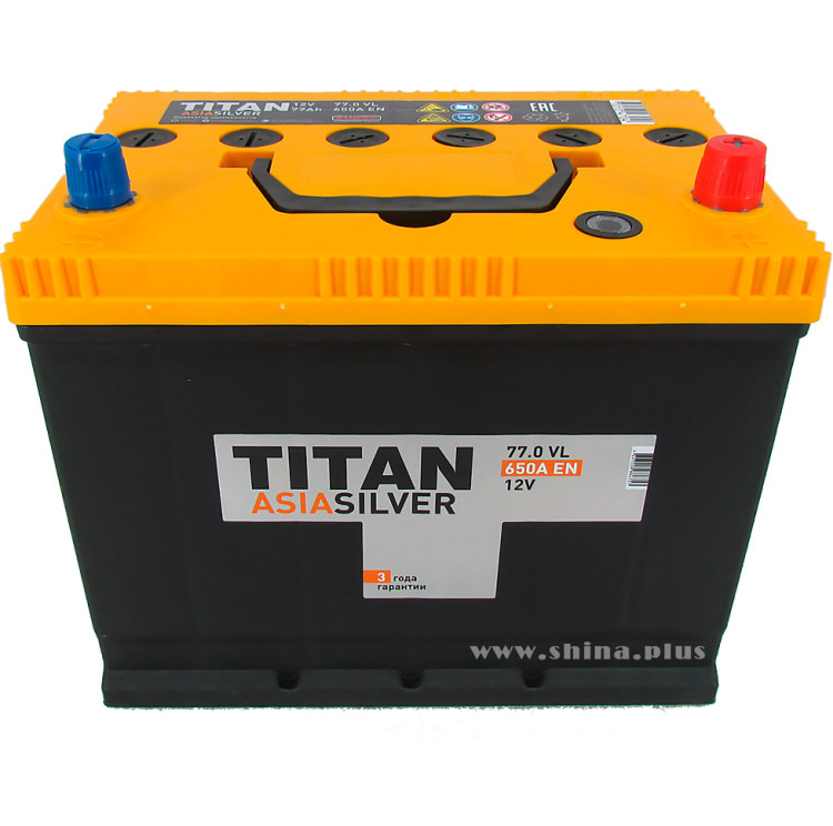 АКБ 77Ah Titan Asia Silver (о.п+) 650А (EN) 12V (с нижним креплением)