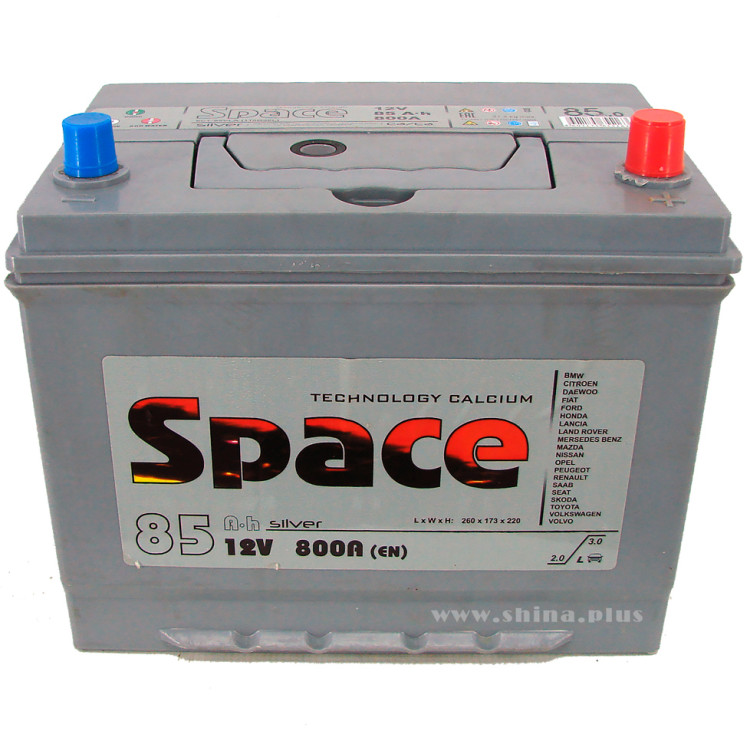 АКБ 85Ah Space Ca/Ca (110D26L)  (о.п+) 800A (EN) 12V (6CT-85VLA)