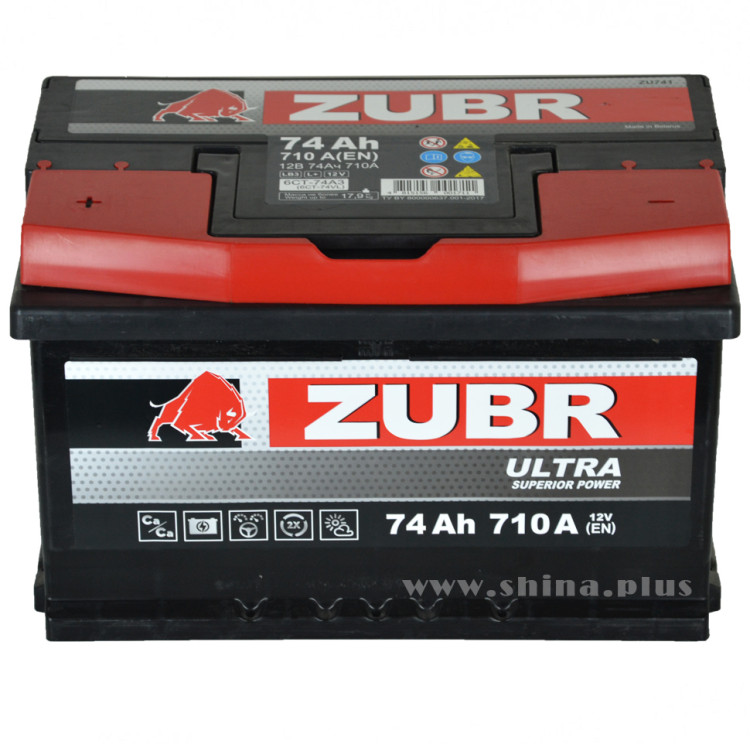 АКБ 74Ah ZUBR Ultra (+п.п) 680А(EN) низкий 12V