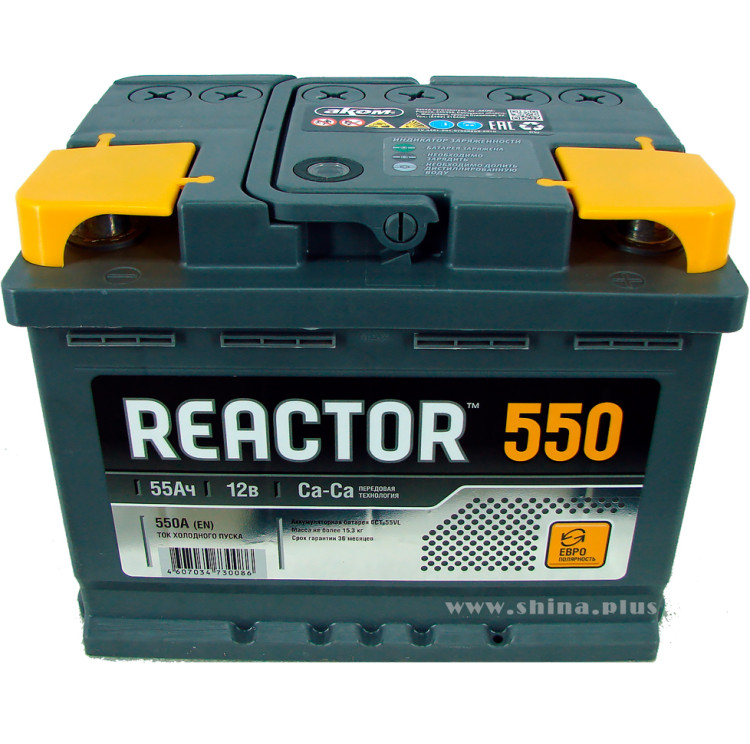 АКБ 55Ah Аком Reactor (о.п+) 550А(EN) 12V