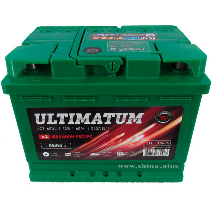 АКБ 60Ah Аком Ultimatum Star-Stop (о.п+) 550А(EN) 12V %%%