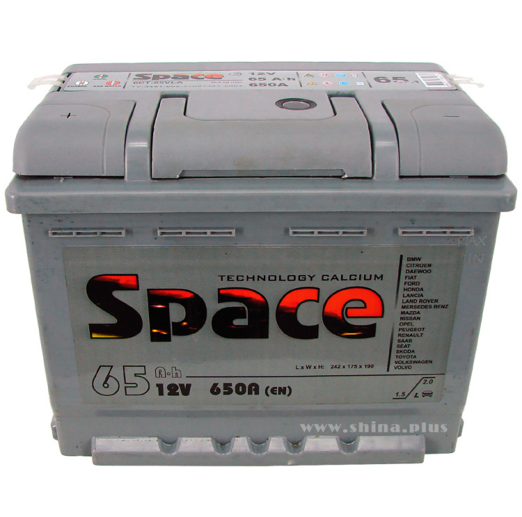 АКБ 65Ah Space Ca/Ca (+п.п) 650А 12V (Европейский корпус)