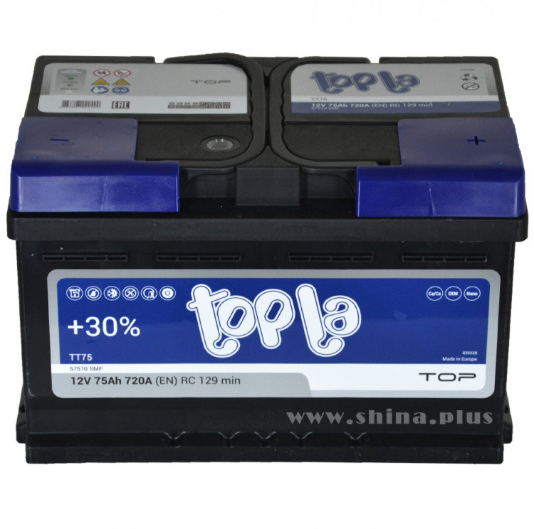 АКБ 75Ah Topla Top 118072 TT75 57510 SMF (о.п+) (EN) 720А12V низкий