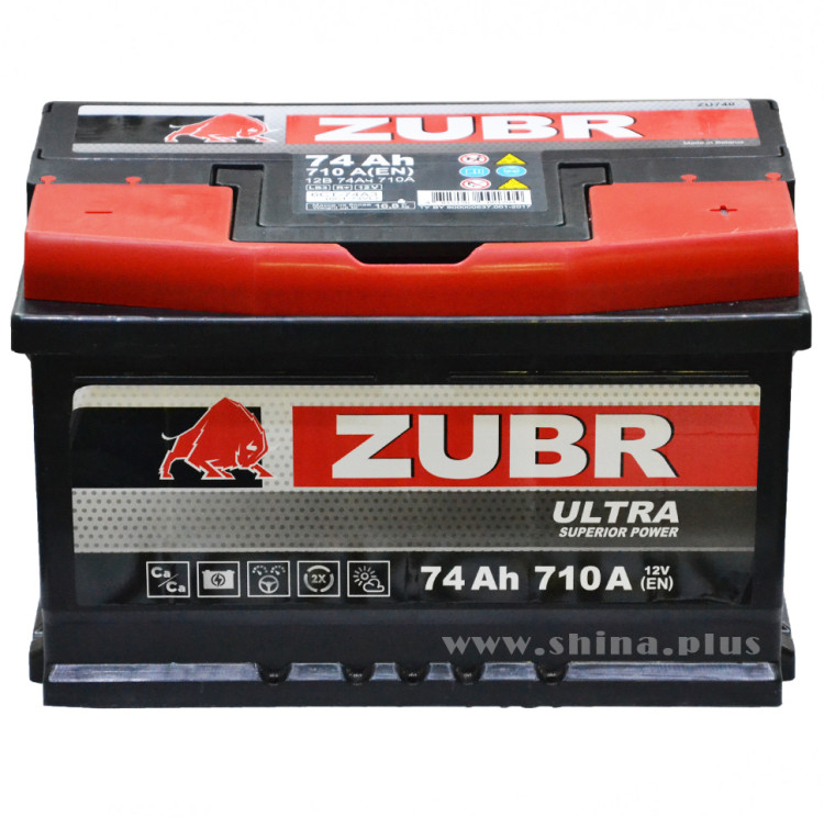 АКБ 74Ah ZUBR Ultra (о.п+) низкий 710А(EN) 12V
