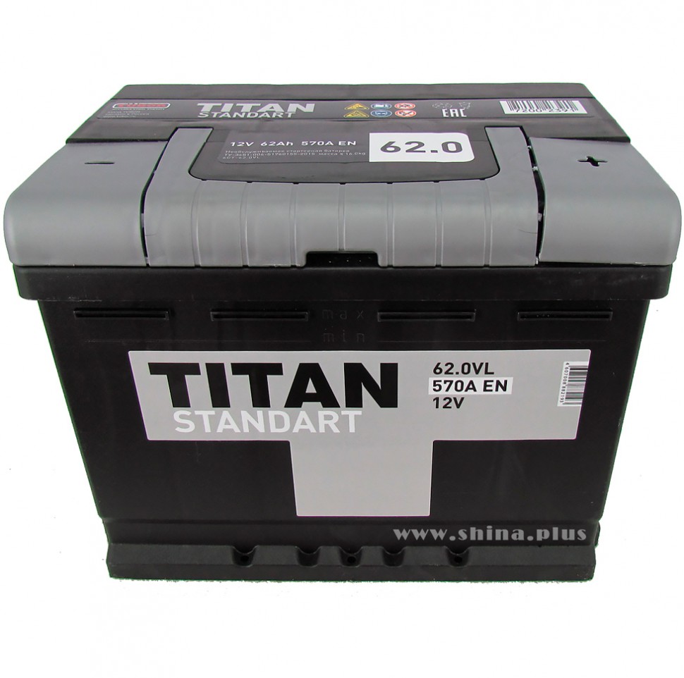 АКБ 62Ah Titan Standart (о.п.+) 560А (EN) 12V