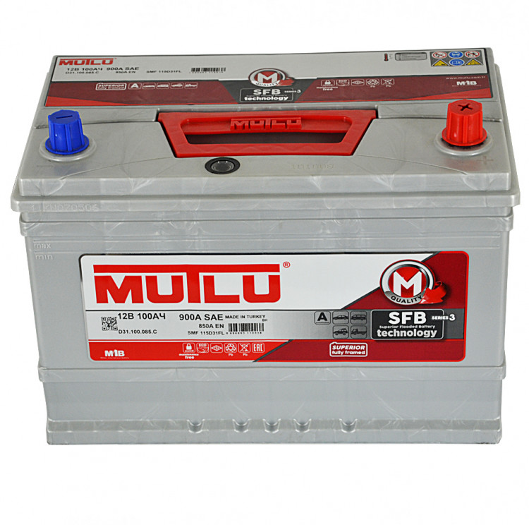 АКБ100Ah Mutlu (D31.100.085.C) (о.п.+) 850А(EN) 12V Азия