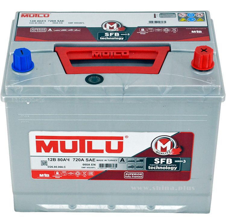 АКБ 80Ah Mutlu (D26.80.066.C) (о.п+) 660А (EN) 12V Азия