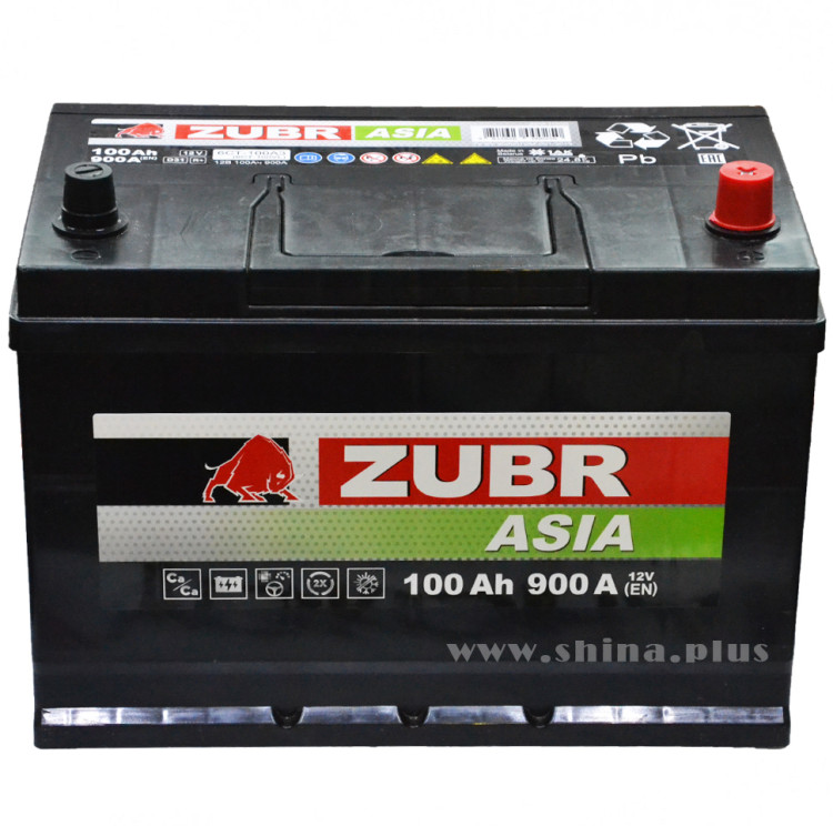 АКБ100Ah ZUBR Premium Asia (о.п+) 850А(EN) 12V нижнее крепление