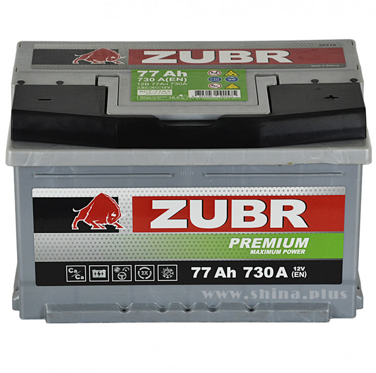 АКБ 77Ah ZUBR Premium (о.п+) 730A(EN) 12V