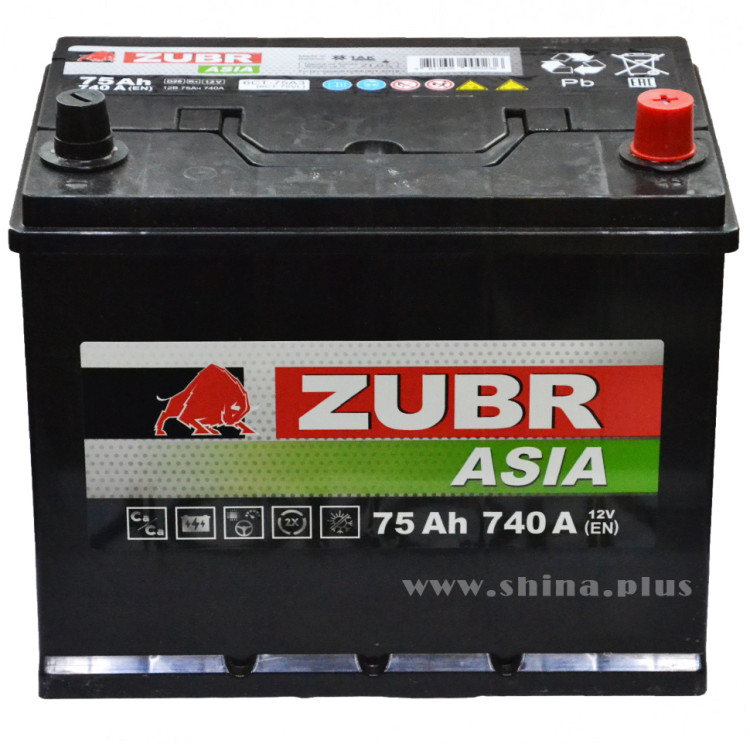 АКБ 75Ah ZUBR Premium Asia (о.п+) 680А(EN) 12V