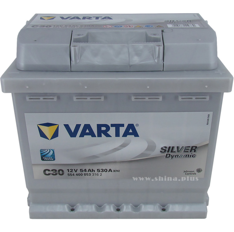 АКБ 54Ah Varta 554 400 053 (о.п+) Silver dynamic"C30" 530A(EN) 12V малый корпус