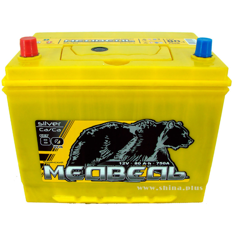 АКБ 80Ah Тюм. медведь желтый (105D26R) (+п.п) 750(EN) 12V Азия