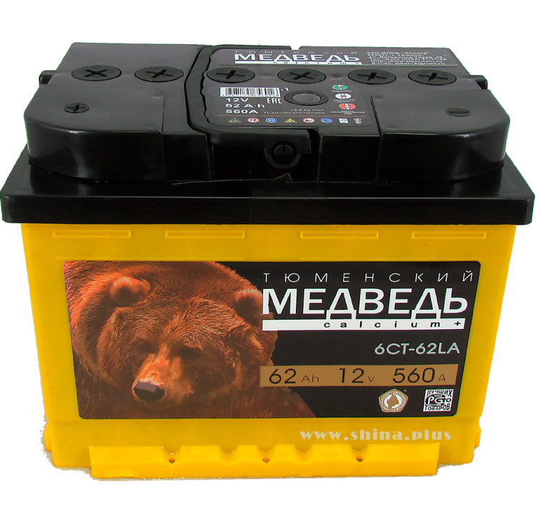 АКБ 62Ah Тюм. медведь черный (+п.п.) 560A 12V