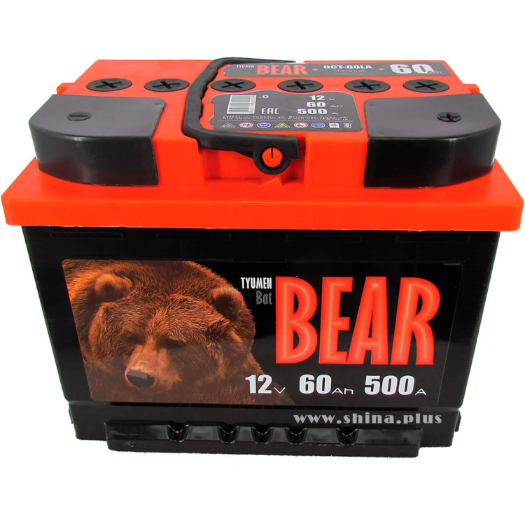 АКБ 60Ah Тюм. медведь оранжевый (о.п.+) 500А(EN) 12V пробки (6CT-60LA)