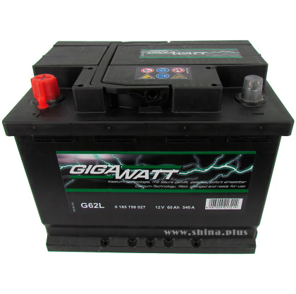 АКБ 60Ah Gigawatt G62L (560 127 054) (+п.п) 540 (EN) 12V АКБ 60Ah Gigawatt G62L (560 127 054) (+п.п) 540 (EN) 12V