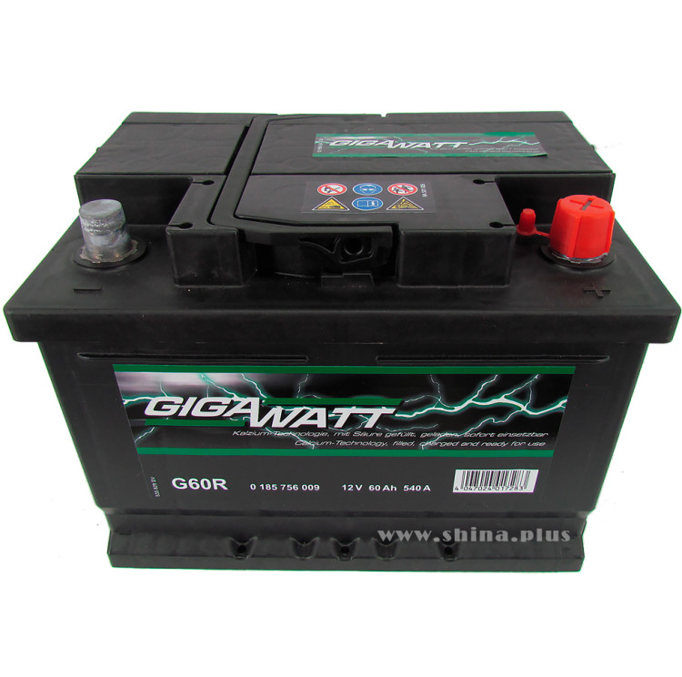 АКБ 60Ah Gigawatt G60R (560 409 054) (о.п+) 540 (EN) 12V Форд низкий