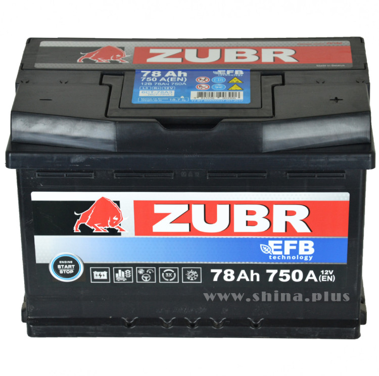 АКБ 78Ah ZUBR EFB (о.п+) 750А(EN) 12V