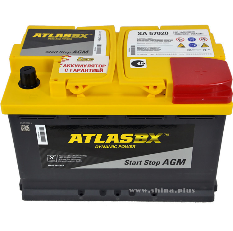 АКБ 70Ah Atlas AGM SA 57020 (о.п+) 760 (EN) 12V