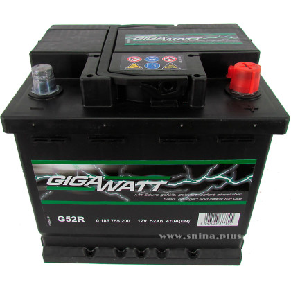 АКБ 52Ah Gigawatt G52R (552 400 047) (о.п+) 470 (EN) 12V маленький