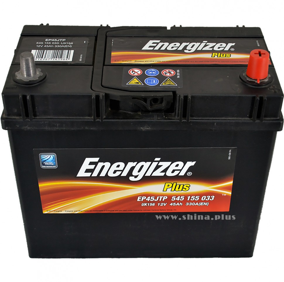 АКБ 45Ah Energizer (545 155 033) Азия (о.п+) 330А(EN) 12V тонкие клеммы