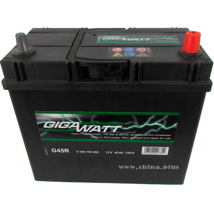 АКБ 45Ah Gigawatt G45R (545 155 033) (о.п+) 330 (EN) 12V Азия узкие клемма