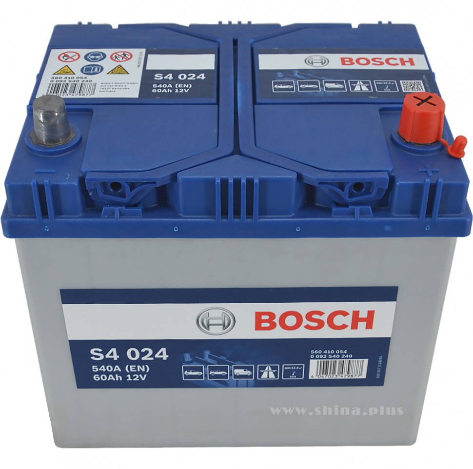 АКБ 60Ah BOSCH S40 240 60 (560 410) (о.п+) 540A 12V Азия