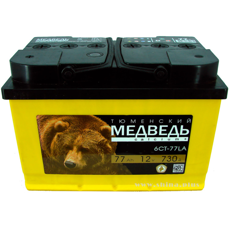 АКБ 77Ah Тюм. медведь черный (+п.п) 730А (EN) 12V