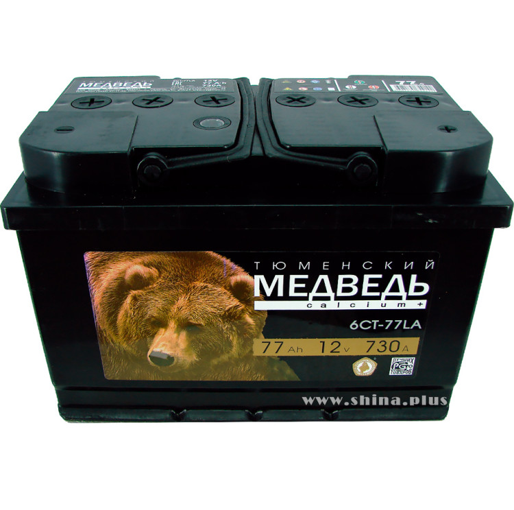 АКБ 77Ah Тюм. медведь черный (о.п+) 730А (EN) 12V